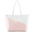 Faux Leather Color Block Tote Bag - Pink & White