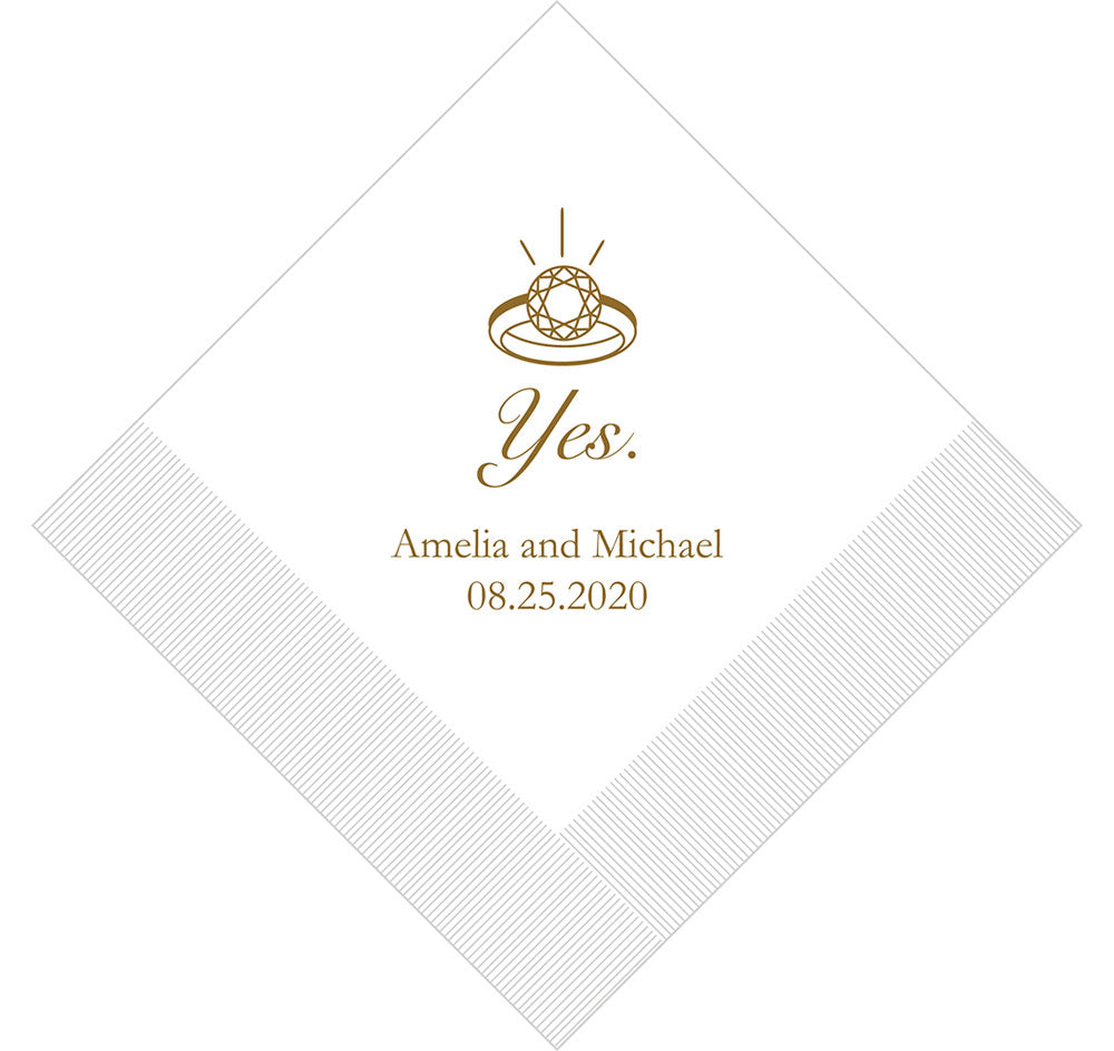 Yes (to The Ring) Personalized Wedding Napkins