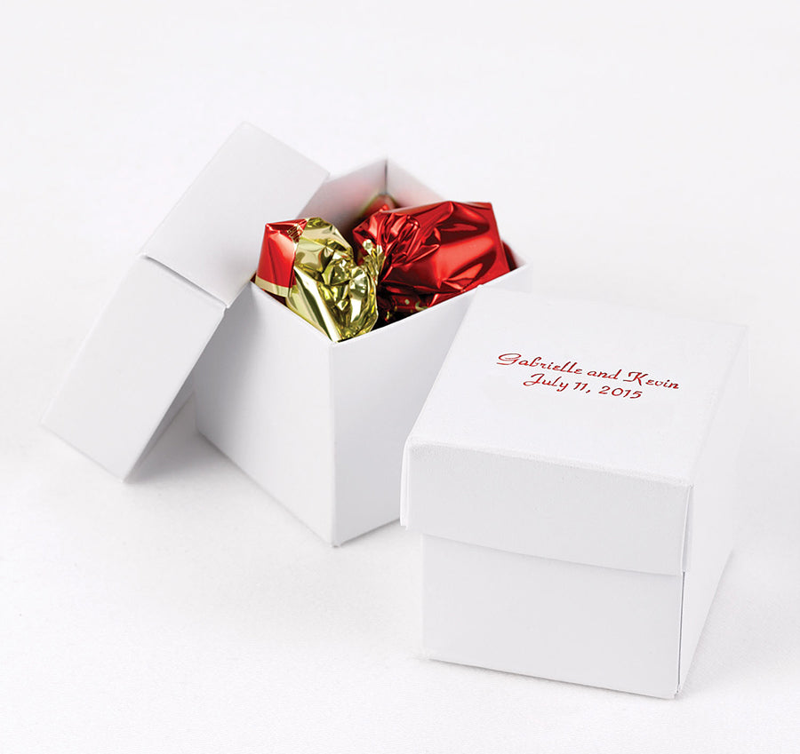 White Shimmer Favor Boxes - Personalized
