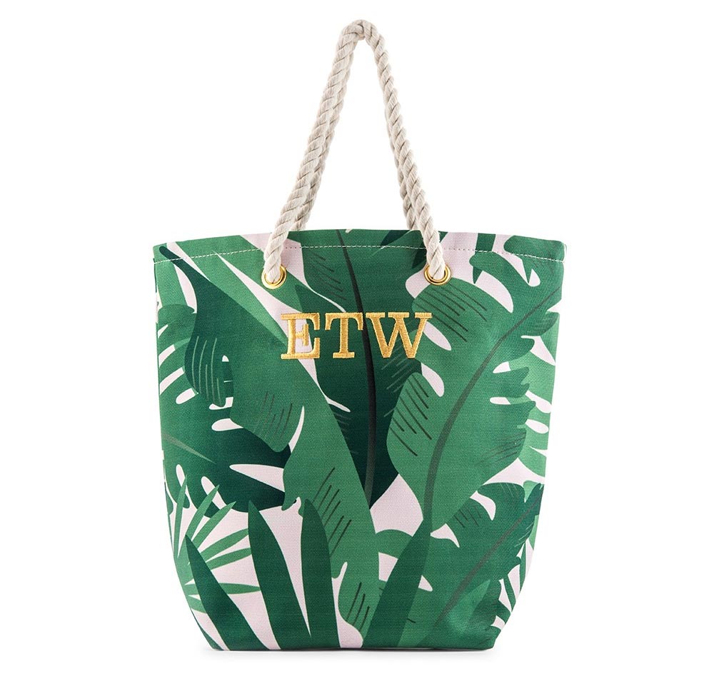 Tropical Leaf Print Bridesmaid Tote Bag