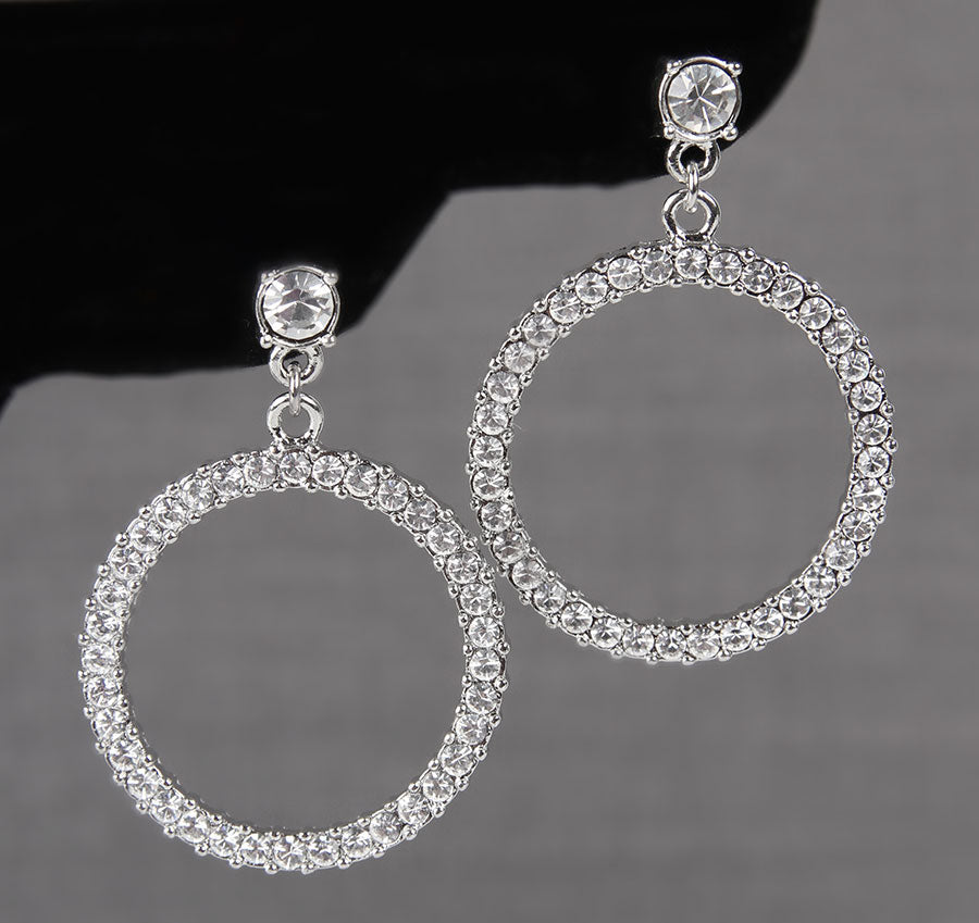 Crystal Circle Wedding Earrings
