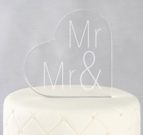Mr. & Mr. Acrylic Heart Cake Topper
