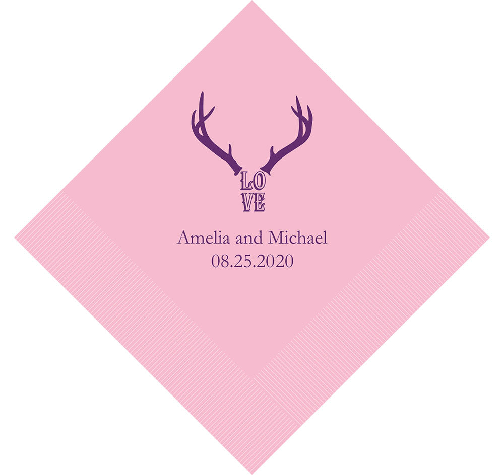 Love Antlers Personalized Wedding Napkins