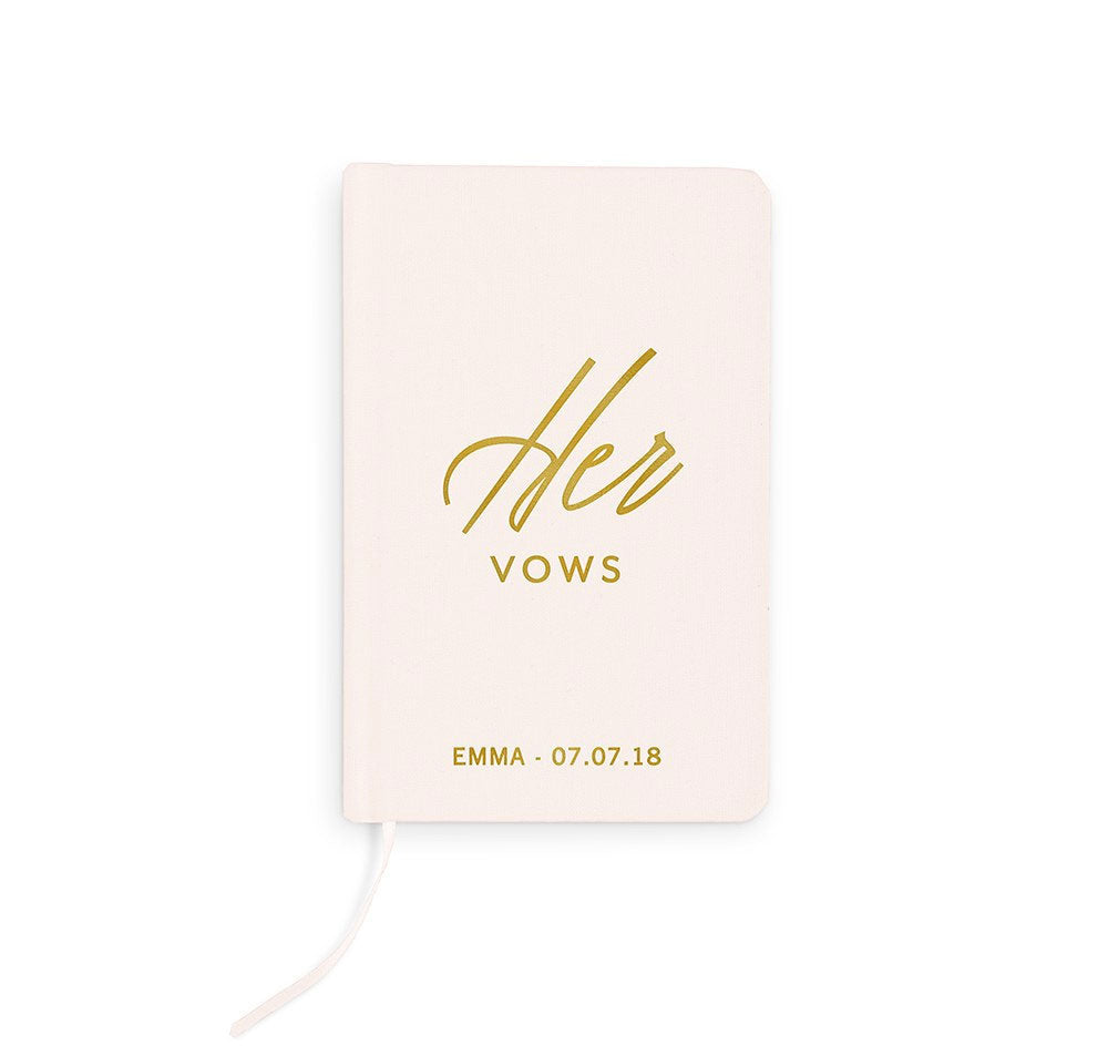 Ivory Linen Wedding Vow Book - Hers