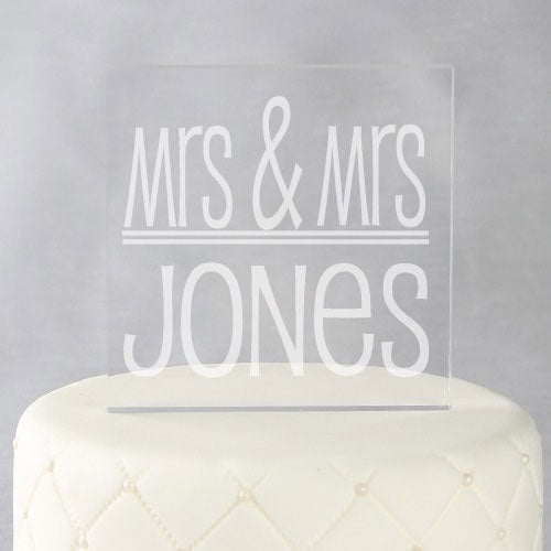 Mrs. & Mrs. Cake Topper - Square
