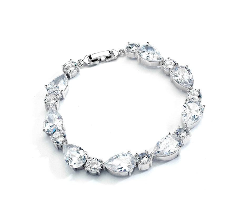 CZ Pears and Rounds Bridal or Bridesmaids Bracelet