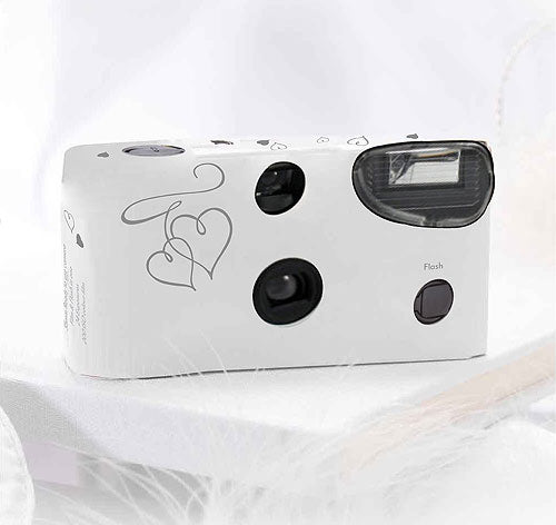 Enchanted Silver Hearts Disposable Cameras