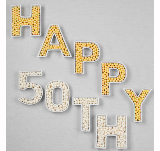 HAPPY 50TH Ceramic Letter Dishes