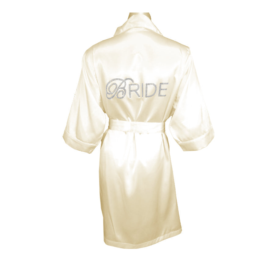 Big Bling Bride Satin Robe - Ivory
