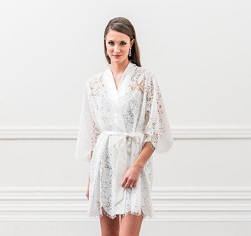 White Lace Bridal Robe