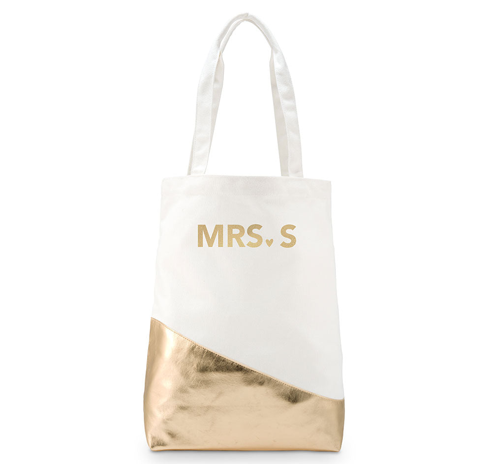 Gold Canvas Mrs Tote Bag