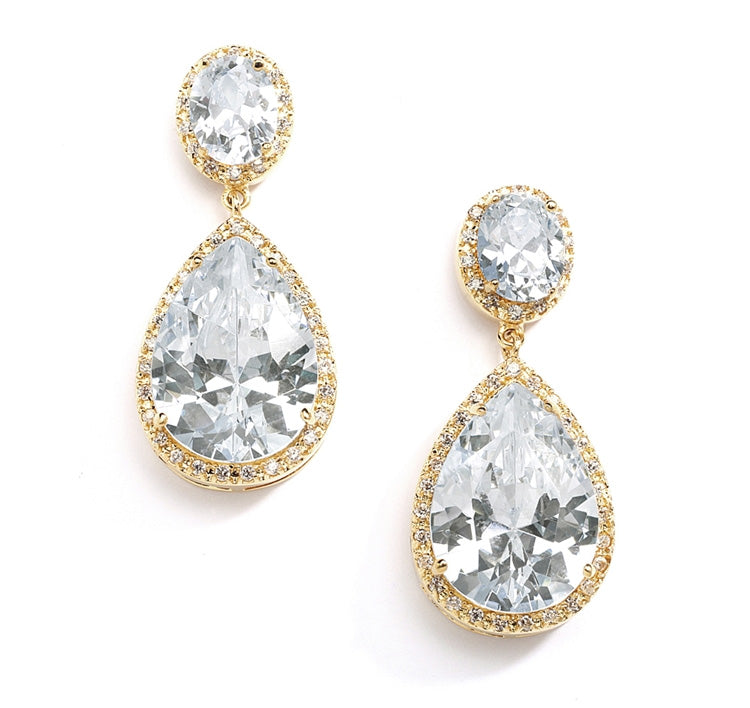 Couture Cubic Zirconia Pear-Shaped Bridal Earrings