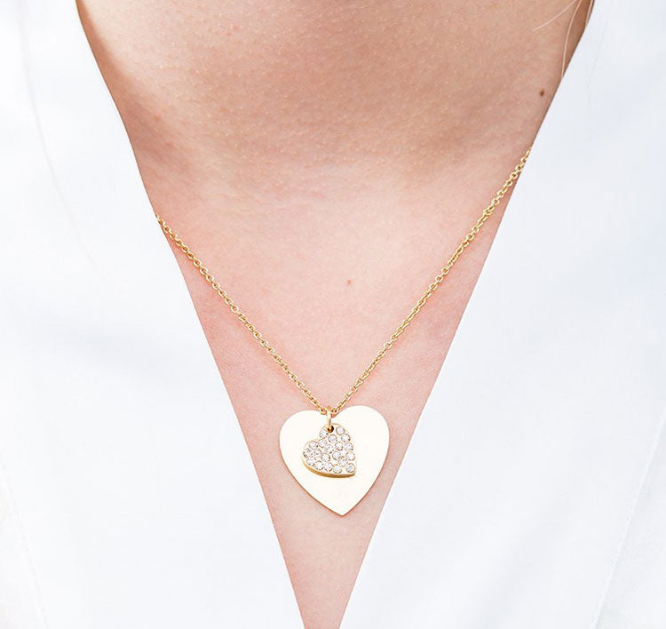 Crystal Heart Bridesmaid Necklace - Gold