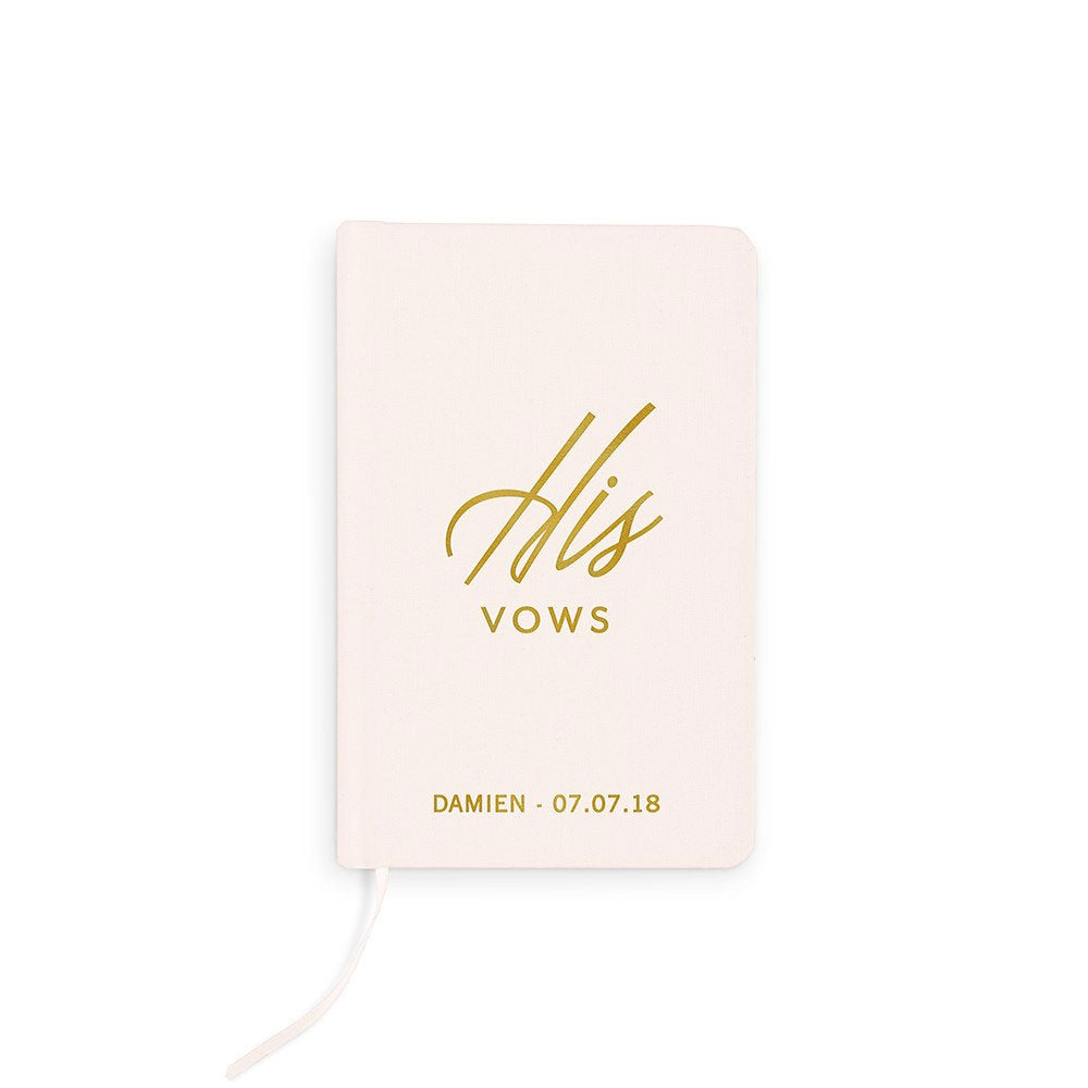 Ivory Linen Wedding Vow Book - His