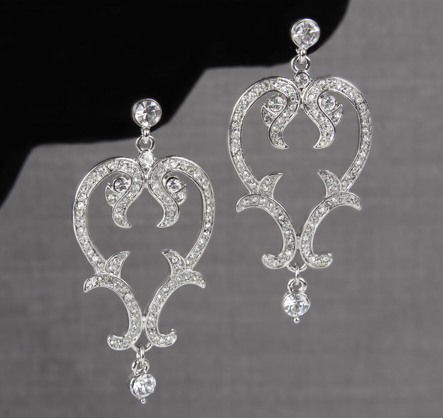 Crystal Scroll Wedding Earrings
