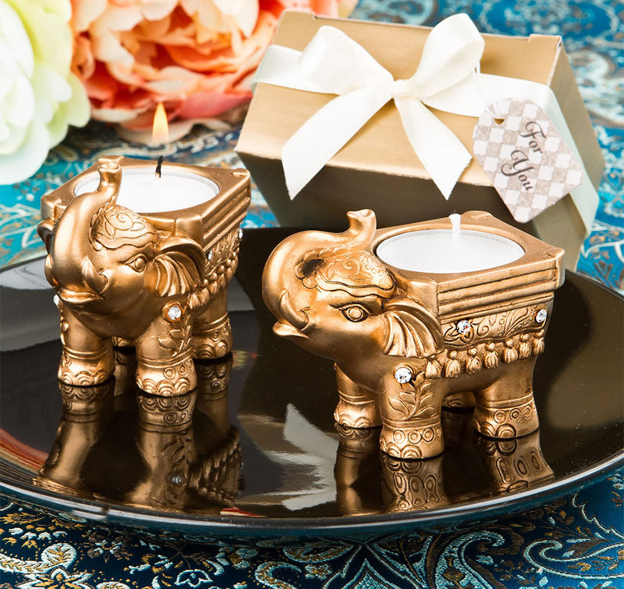 Good Luck Elephant Candle Favor - Gold