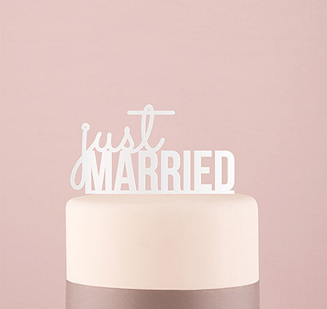 Just Married Wedding Cake Topper  - White