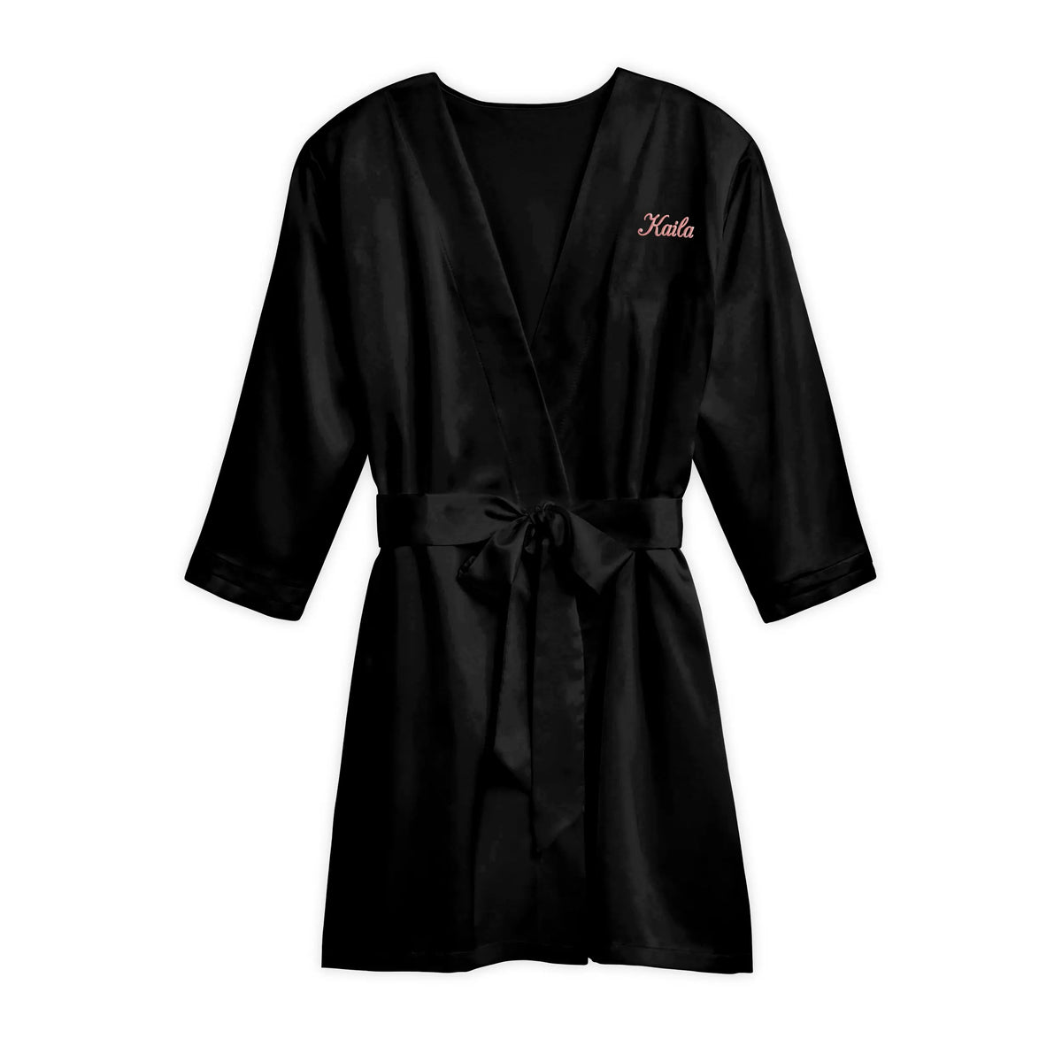 Silky Kimono Bridesmaid Robe - Black
