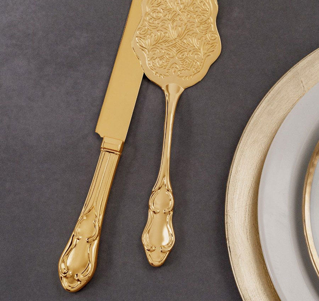 Gold Wedding Cake Knife &amp; Server Set