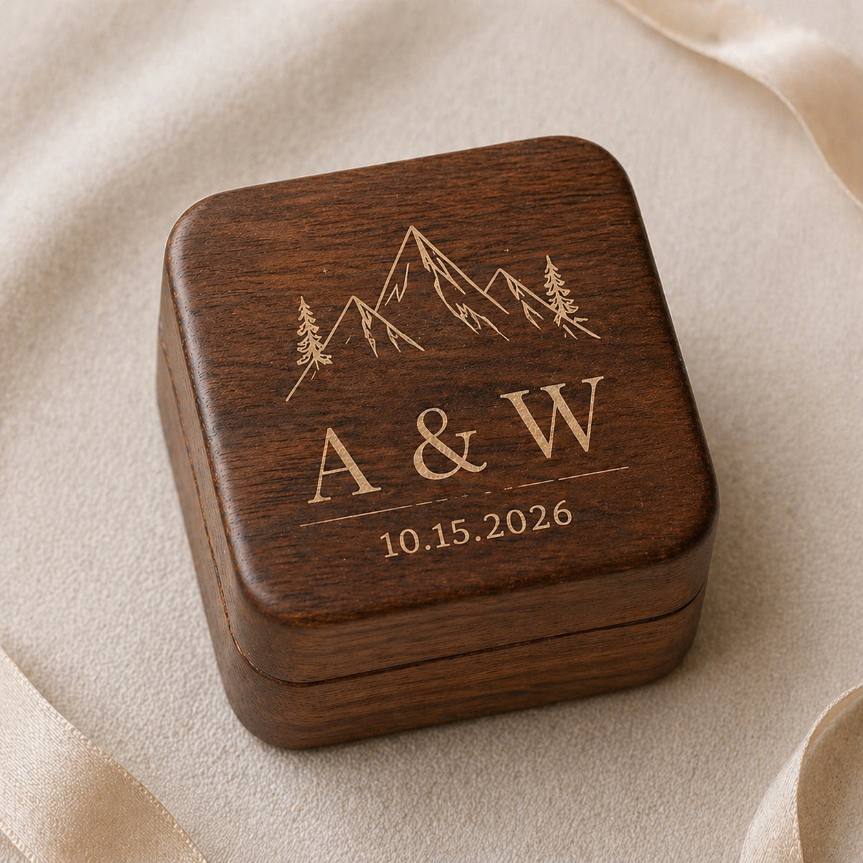 Personalized Wooden Ring Box - Choose Your Design