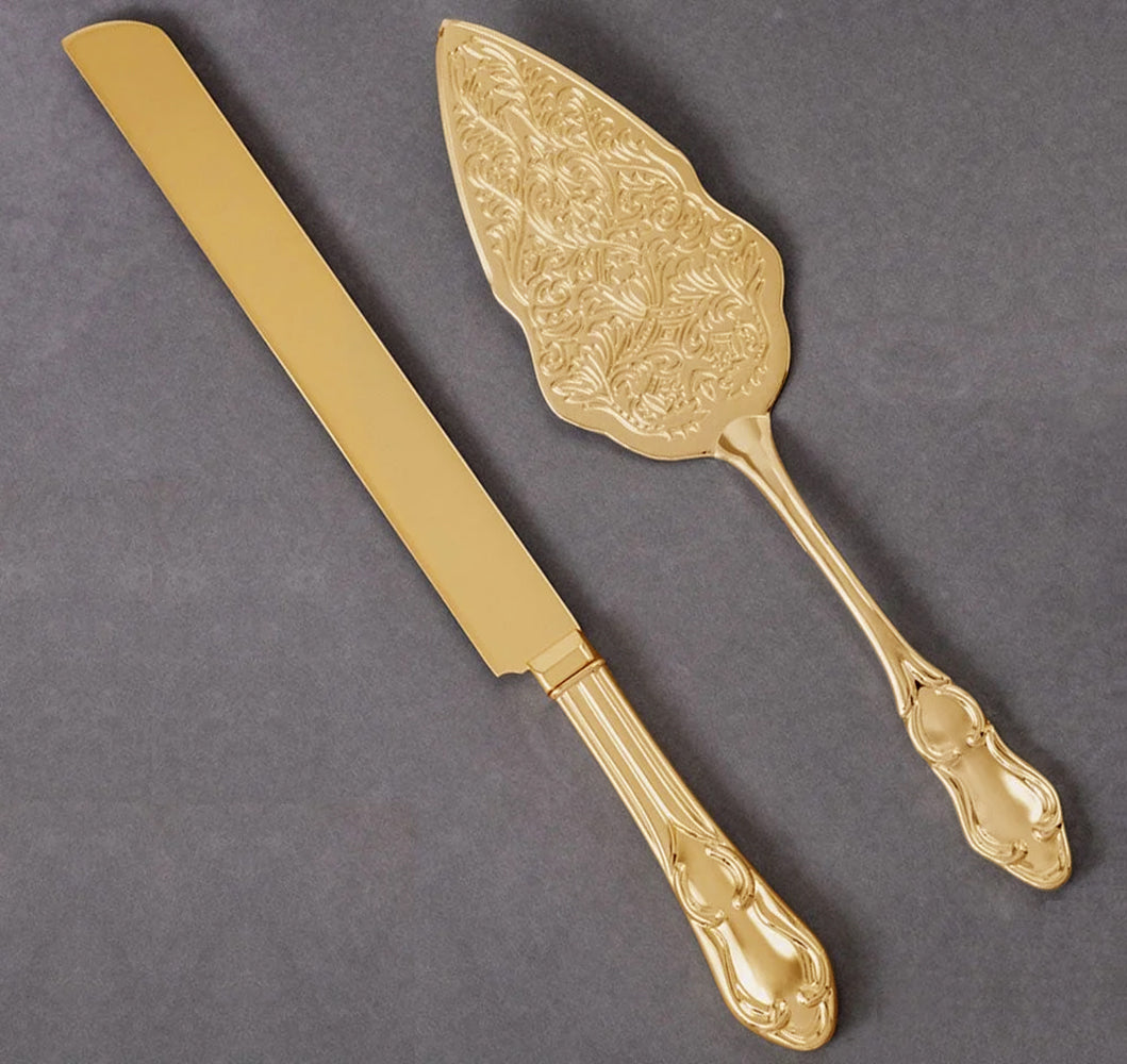 Gold Wedding Cake Knife &amp; Server Set