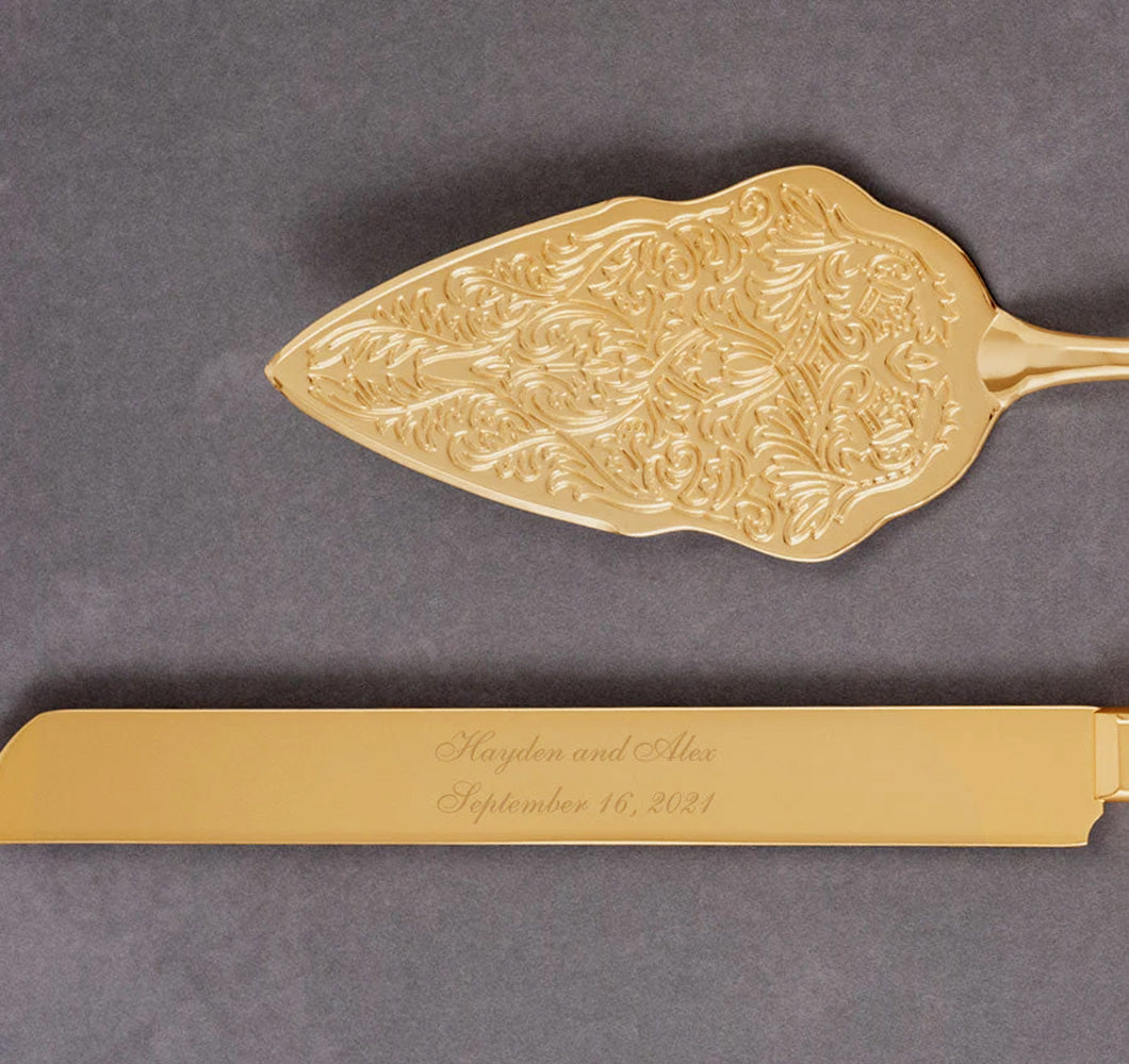Gold Wedding Cake Knife &amp; Server Set