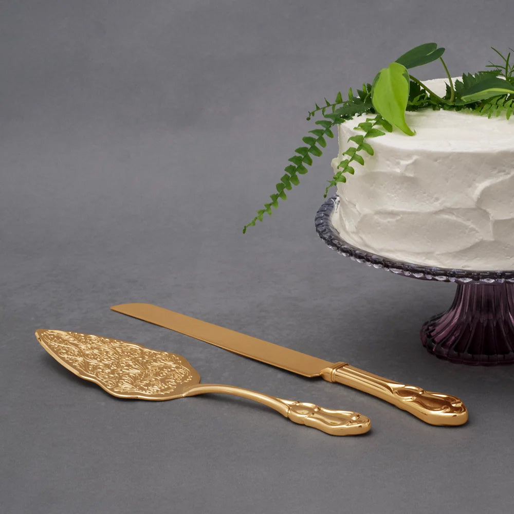 Gold Wedding Cake Knife &amp; Server Set