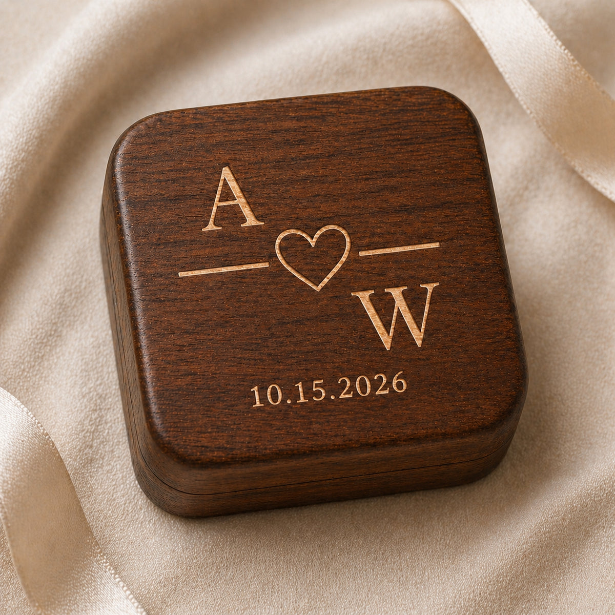 Personalized Wooden Ring Box - Choose Your Design