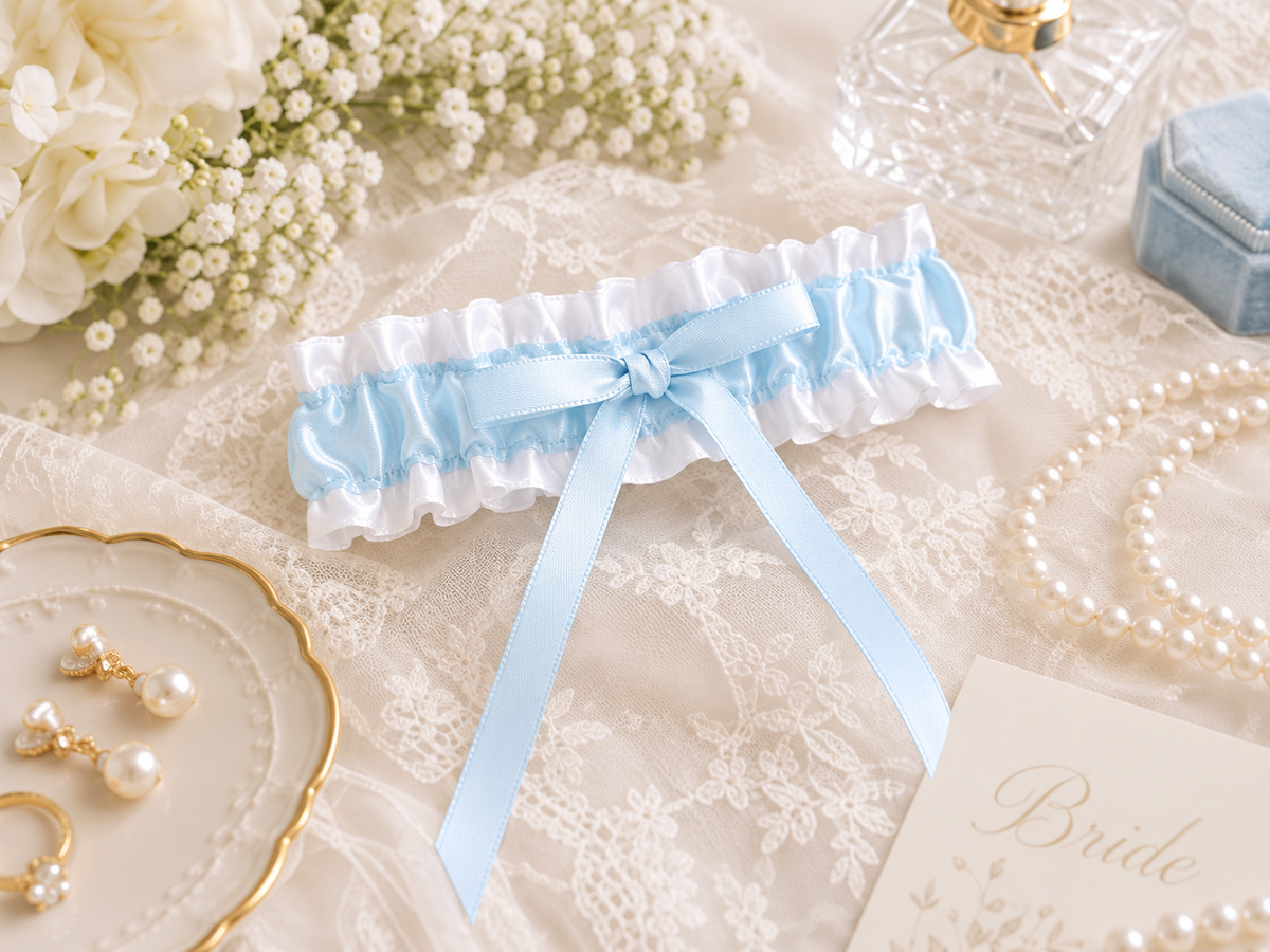 Ruffle Satin &amp; Something Blue Garter