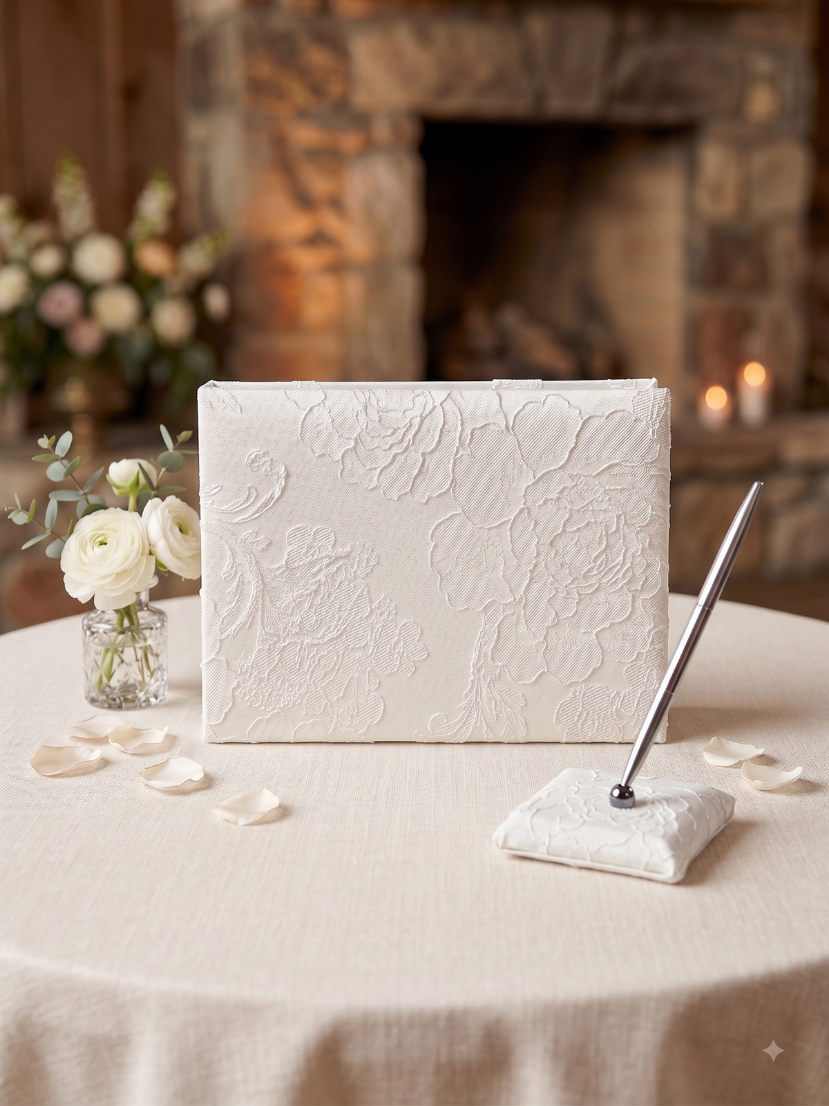 Peony Brocade Wedding Guest Book