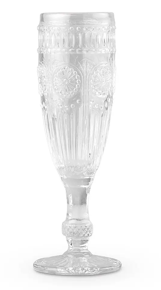 Vintage Style Pressed Glass Champagne Flute - Clear