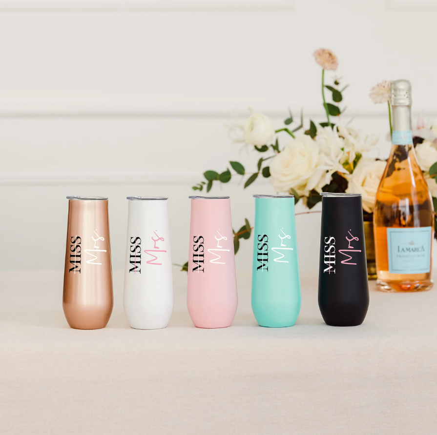 8 oz. Stainless Steel Champagne Flute Tumbler - Miss to Mrs