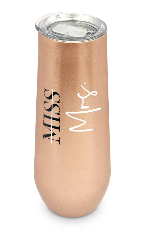 8 oz. Stainless Steel Champagne Flute Tumbler - Miss to Mrs