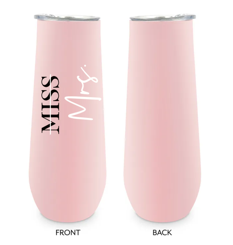 8 oz. Stainless Steel Champagne Flute Tumbler - Miss to Mrs
