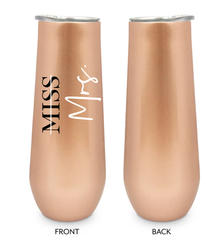 8 oz. Stainless Steel Champagne Flute Tumbler - Miss to Mrs