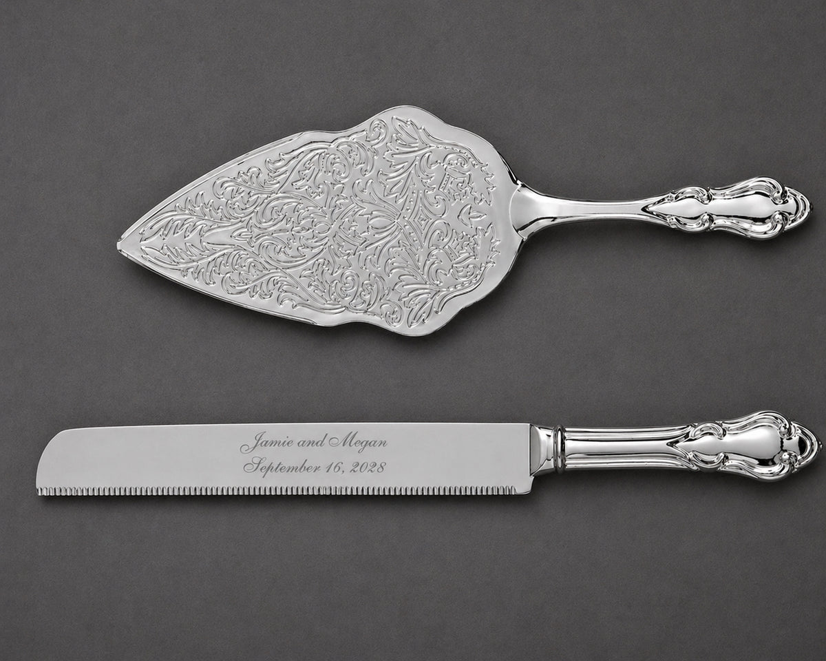Silver Cake Knife and Server Set