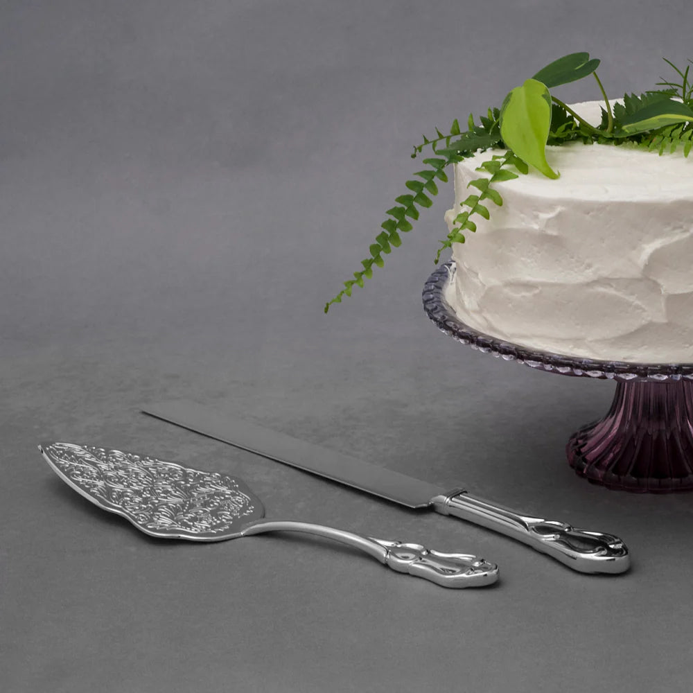 Silver Cake Knife and Server Set