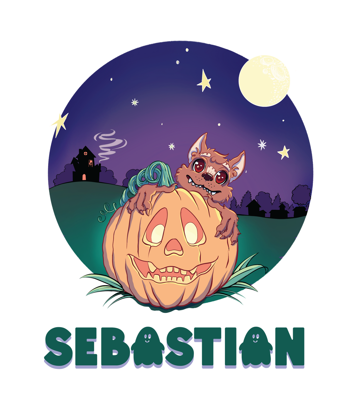 Peek-a-boo Warewolf Personalized Tote Bag for Halloween