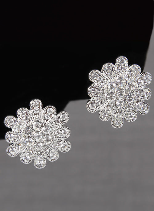 Rhinestone Cluster Posts - Silver