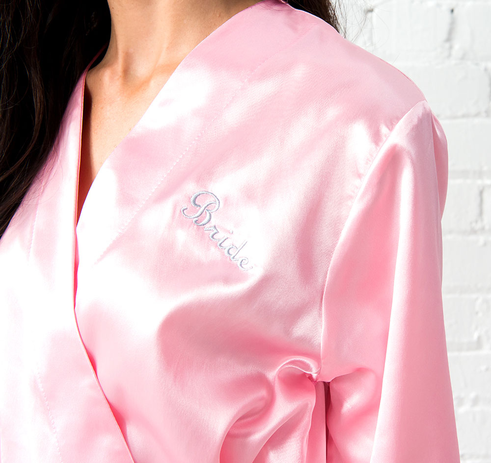 Silky Kimono Bridesmaid Robe - Light Pink