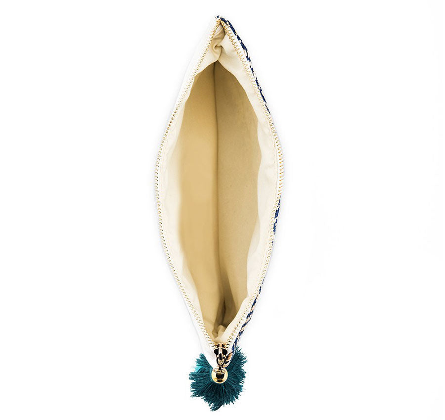 Tribal Print Bridesmaid Makeup Bag - Blue