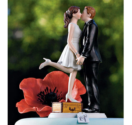Kiss &amp; We&#39;re Off Bride &amp; Groom Cake Topper