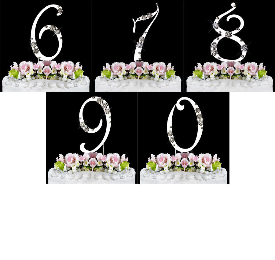 Silver French Flower Number Cake Top