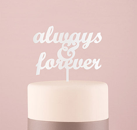 Always &amp; Forever Wedding Cake Topper - White