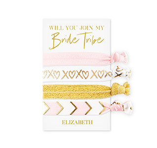 Bride Tribe Bridesmaid Hair Ties - Pink
