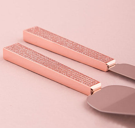 Rose Gold Diamond Glitter Cake Serving Set