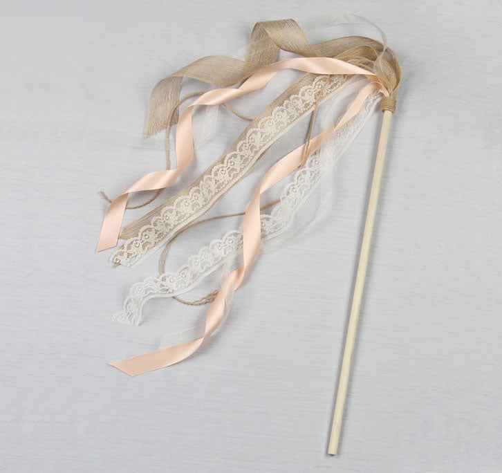Burlap and Lace Ribbon Wand