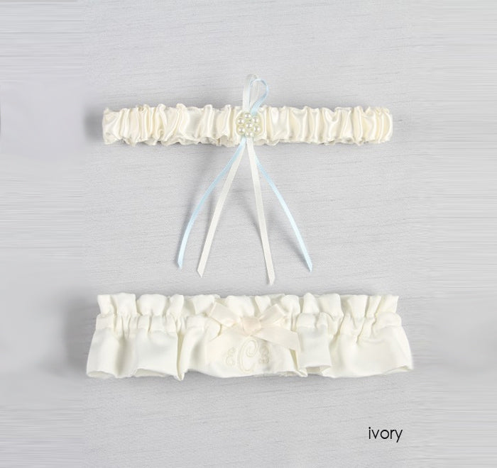 Monogram Wedding Garter Set