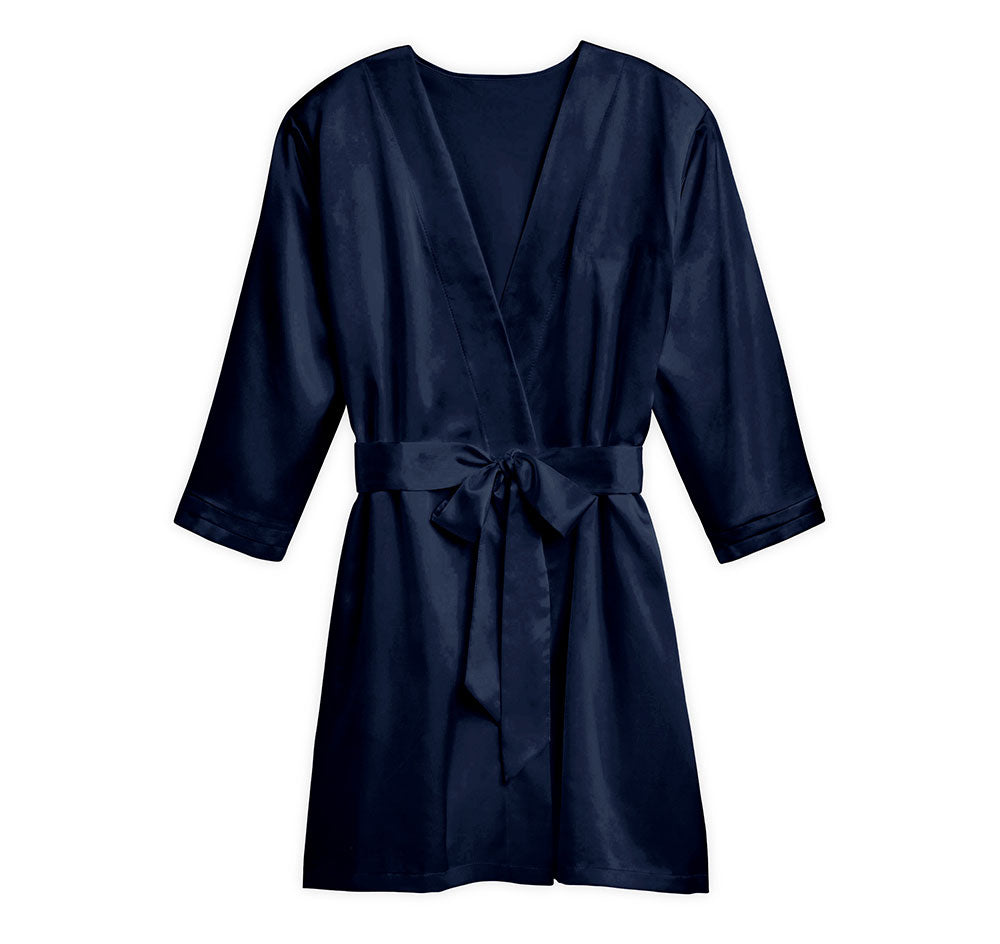 Silky Kimono Bridesmaid Robe - Navy Blue