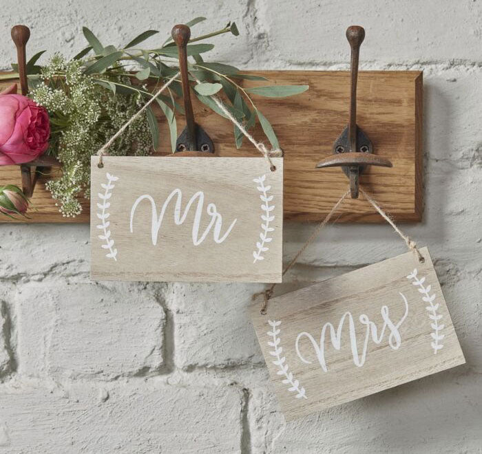Mr & Mrs Wooden Chair Signs